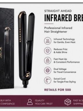 Straight Ahead Professional Infrared Hair Straightener - Black